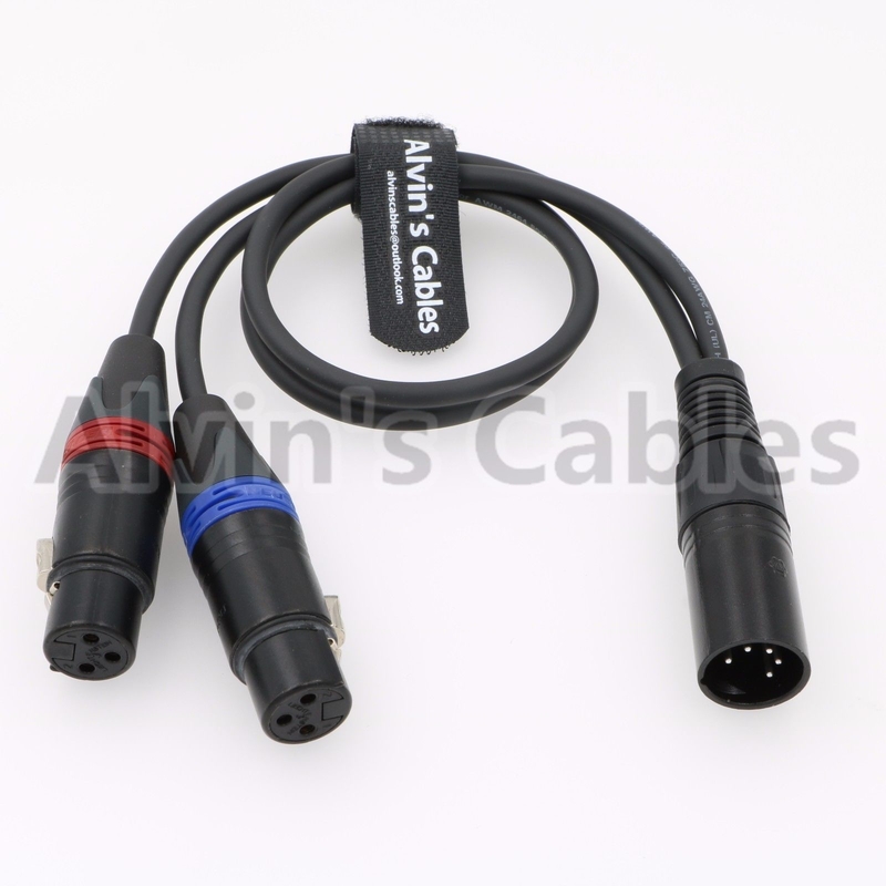 Dual Track Audio Arri Power Cable XLR 5 Pin Male To 2 XLRs 3 Pin Female