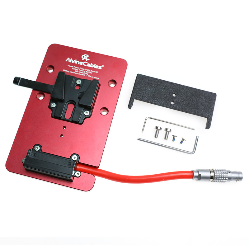 Alvin's Cables V Mount Battery Plate for DJI Ronin 4D, with Straight 1B 6-Pin Male DC-in Out Put Battery Mounts Plate V Mount Plate for Ronin 4D Long Cable