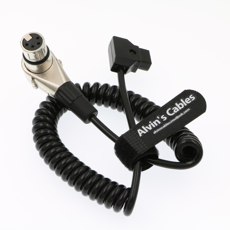XLR 4 Pin Right Angle To D-Tap Coiled Power Cable For ARRI ALEXA Camera Monitor