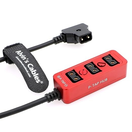 Alvin's Cables D-tap Splitter P-Tap HUB Cable Dtap Male to 3 Port D tap Female Splitter Cable with Screw Threads for ARRI RED Z CAM Cameras TILTA Steadicam IDX V-Mount Battery