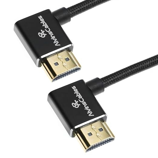 Alvin's Cables 8K 2.1 HDMI Cable 48Gbps 8K@60Hz 4K@120Hz High Speed Braided Coiled Cable for Sony A7 A9, BMPCC, for Canon C70, for Atomos Ninja, for Feelworld, Left to Left Angle, Black
