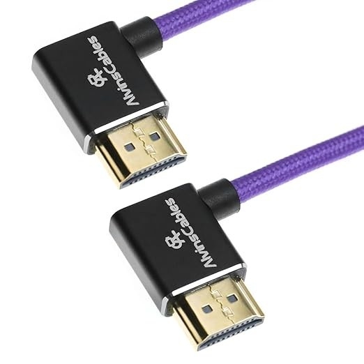 Alvin's Cables 8K 2.1 HDMI Cable 48Gbps 8K@60Hz 4K@120Hz High Speed Braided Coiled Cable for Sony A7 A9, BMPCC, for Canon C70, for Atomos Ninja, for Feelworld, Left to Left Angle, Purple