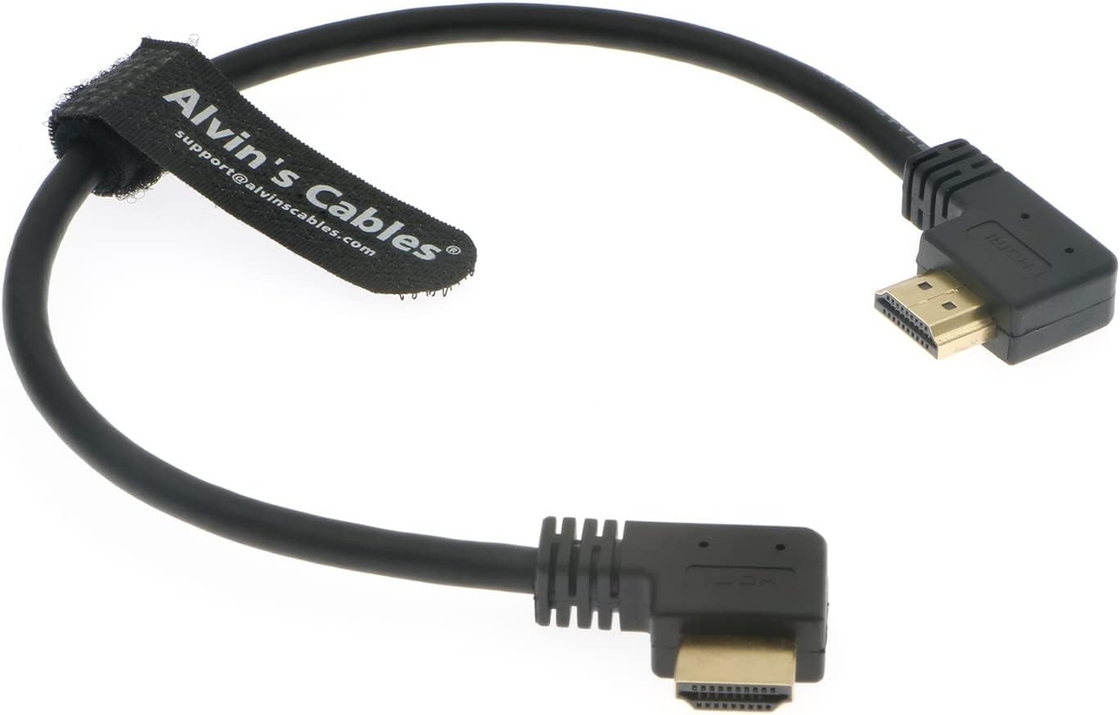 Alvin's Cables 8K HDMI 2.1 High-Speed Cable, Left to Right Angle HDMI Cable for Atomos Ninja 8K@60Hz 4K@120Hz for Feelworld,for Sony FS5 FS7 FX9,BMPCC,for Canon C300 C500 30cm|11.8in