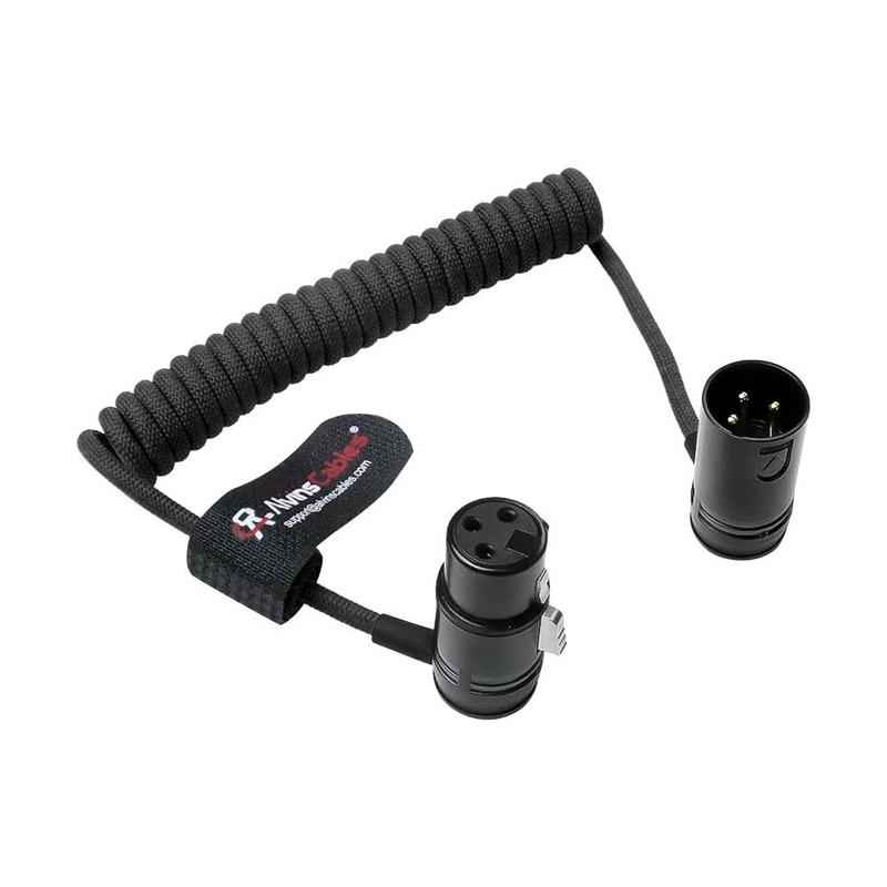 Alvin's Cables Low-Profile XLR 3 Pin Male to Female Ultra-Flexible Coiled Cable, Aramid-Reinforced for Sony|Canon|Blackmagic Pro Cameras & Studio Audio(Black)