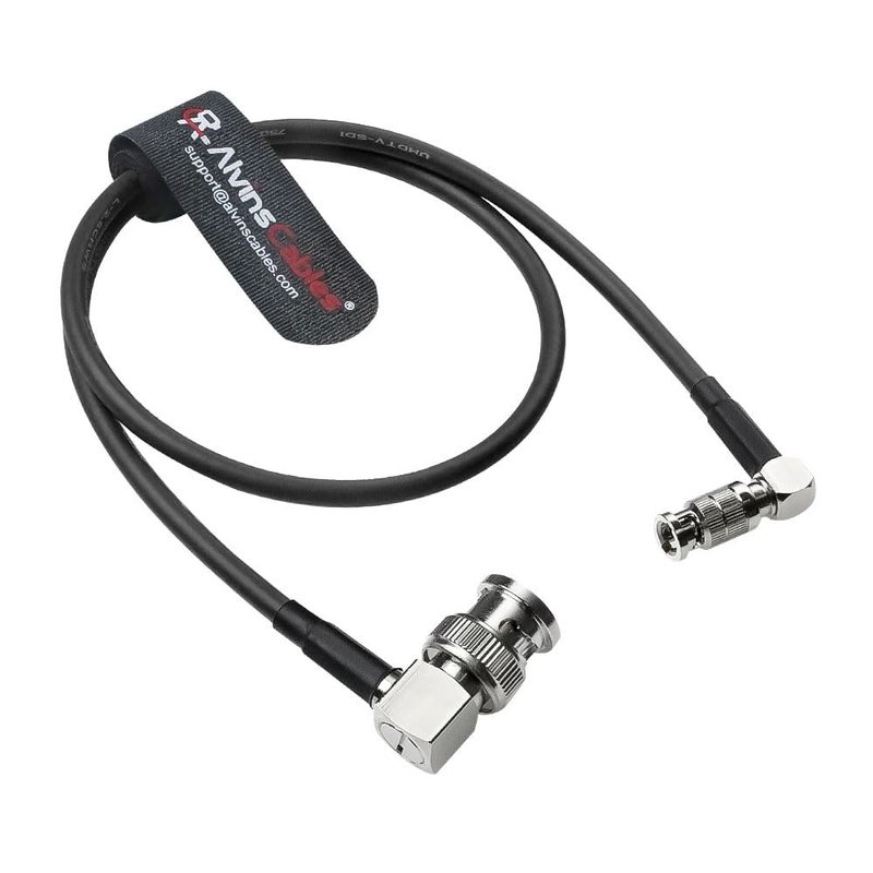 Alvin's Cables Micro BNC to BNC Cable 12G-SDI High Speed 4K UHD Video Coaxial Cable, 75 Ohm Ultra-Slim for Blackmagic Video Assist 5" Monitor, Right Angle 50CM|19.7inches