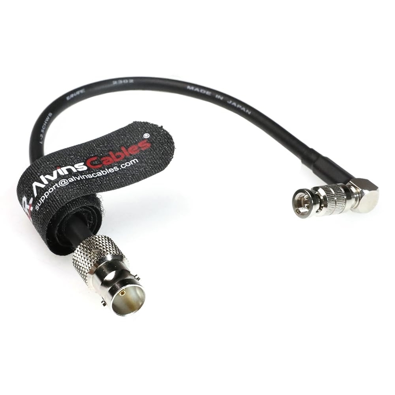 Alvin's Cables 12G Micro BNC to BNC Female Adapter Cable, High Density 4K UHD Video Coaxial Cable, 75 Ohm Ultra-Slim for Blackmagic Video Assist 5" Monitor, Right Angle Micro BNC 7.9inches