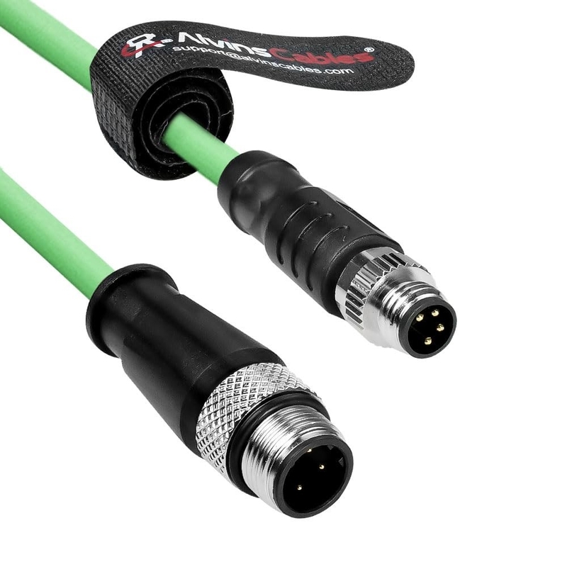 Alvin's Cables M8 A-Code 4 Pin Male to M12 D-Code 4 Pin Male Ethernet Cable High-Flex Shielded Cat6a for Beckhoff ZK1090-3161, PROFINET, EtherCAT, Industrial Automation, Robotics 3.3ft/1m