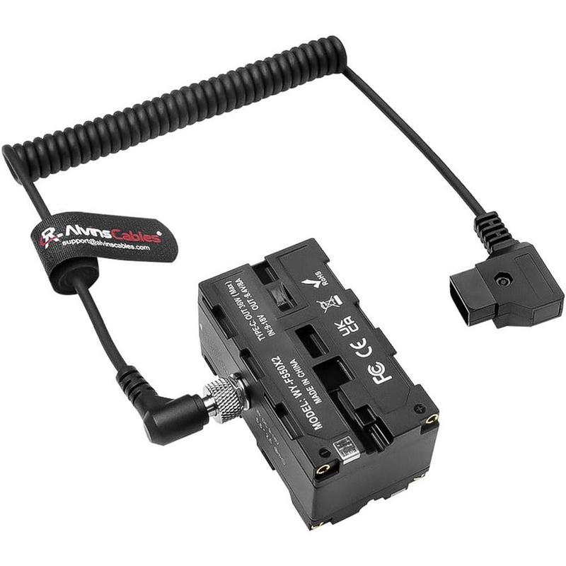 Alvin's D Tap to NP F Dummy Battery Cable for Atomos Ninja Monitors  Coiled Type C 58 chars