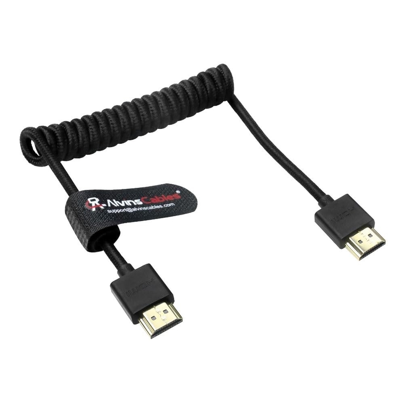 Alvin's Cables 8K HDMI 2.1 Coiled Cable 2ft Gold Plated for Gaming PS5