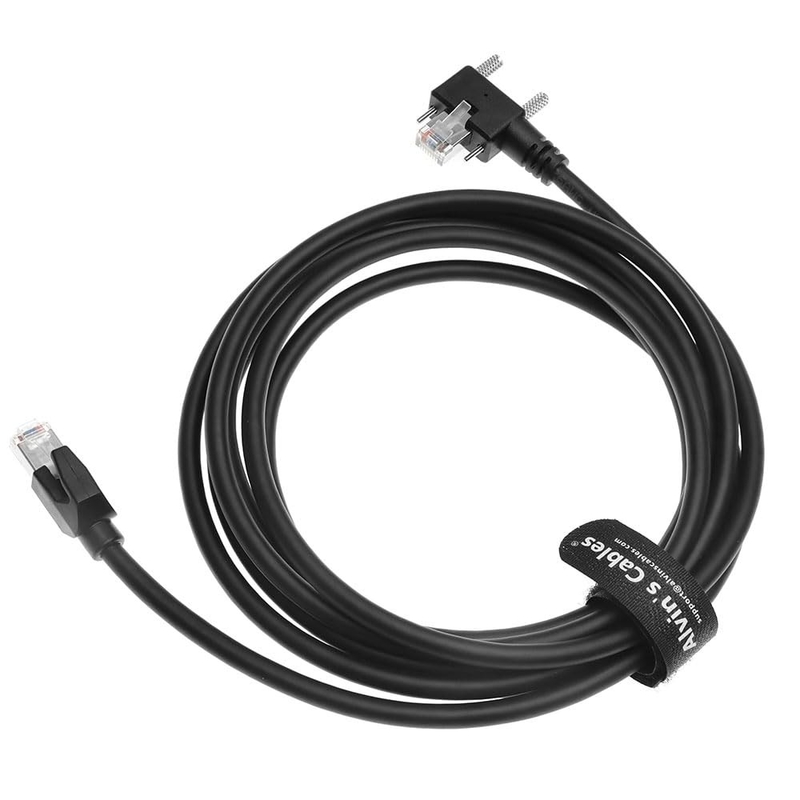 Alvin's GigE Vision Cable CAT6a Shielded 3.3ft Left Angle Vertical RJ45 Screw Lock
