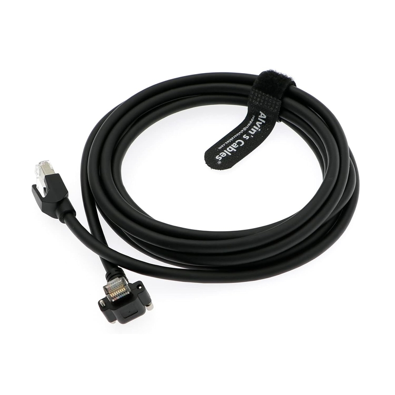Alvin's Cables CAT6a GigE Vision Cable 3m Shielded Screw Lock Up Angle RJ45