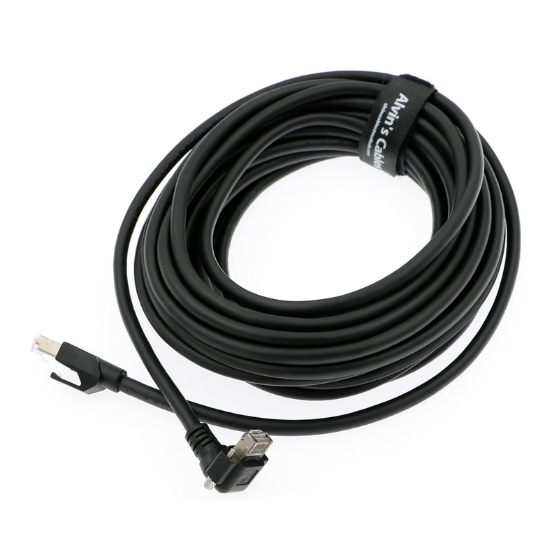 Alvin's Cables CAT6a GigE Vision Cable 10m Shielded Screw Lock Up Angle RJ45