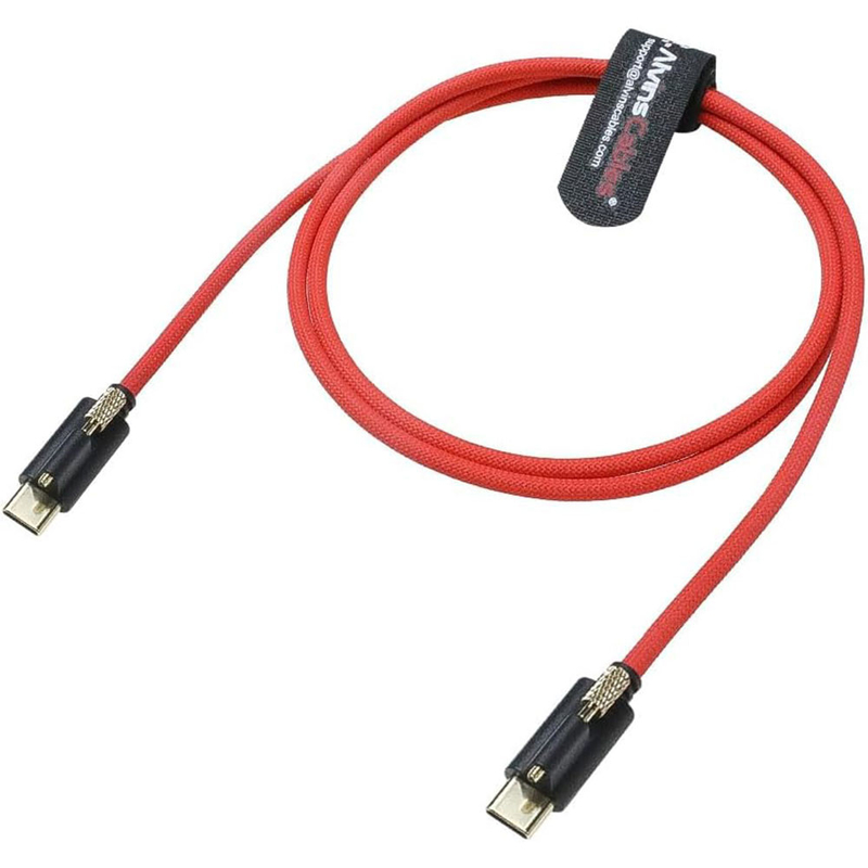 Alvin's Red Locking USB C Cable for Blackmagic 6K 12K 3.3ft 10Gbps