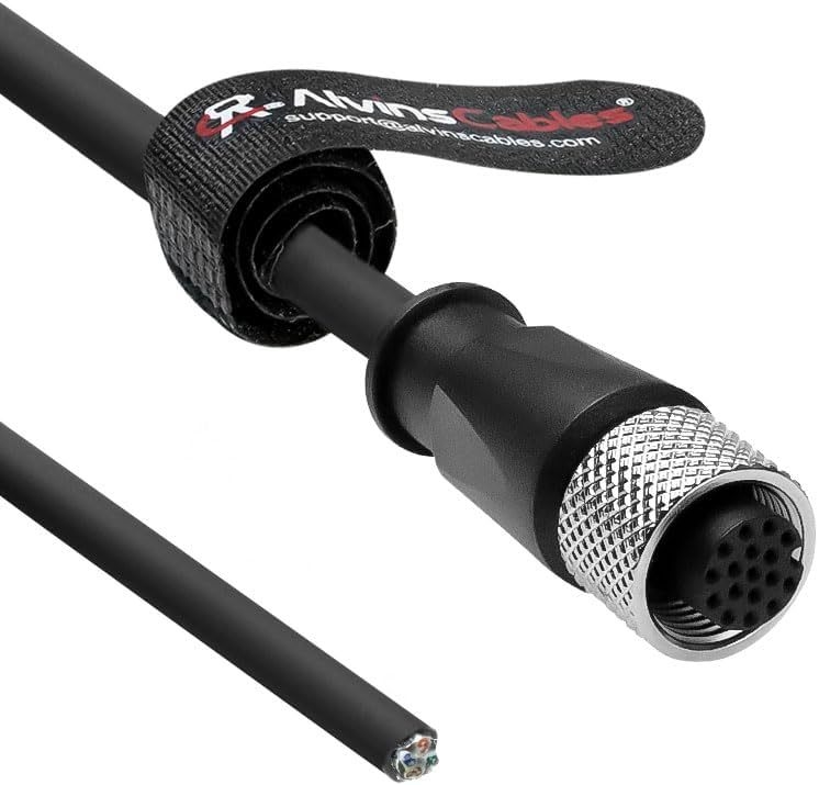 Alvin's M12 A Code 17 Pin Female to Open Cable 8m Shielded for HikRobot Cognex