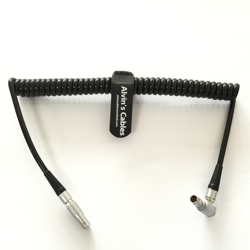 Teradek ARRI Alexa Camera Coiled Twist Power Cable 2 Pin Right Angle to Straight