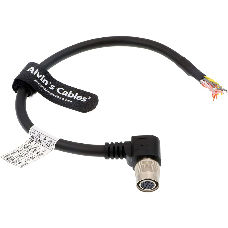 12 Pin Machine Vision Cables Hirose Right Angle Female To Open End Shield For Probilt GIGE Cameras