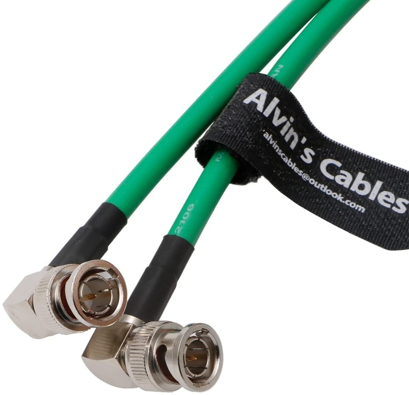 12G BNC-Coaxial-Cable Alvin'S Cables HD SDI BNC Male To Male L-Shaped Original Cable For 4K Video Camera 1M Green