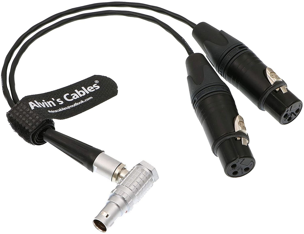XLR Breakout Audio Input Cable For Atomos Shogun Monitor Recorder Right Angle 10 Pin To Dual XLR 3 Pin Female