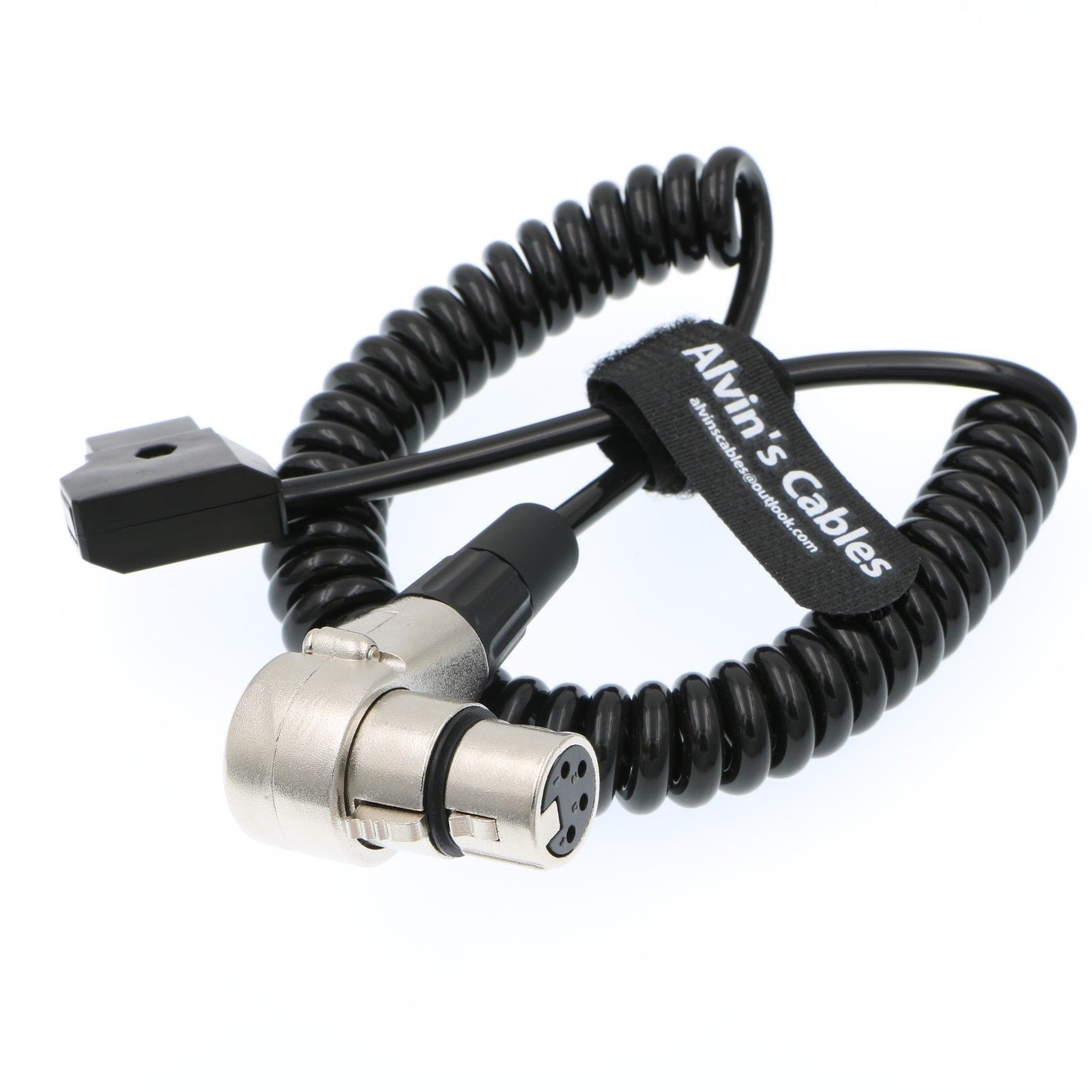 ARRI ALEXA Camera cable Right angle 90 Degree XLR 4 pin female to D-tap power spring cable for Supply Battery Adapter 