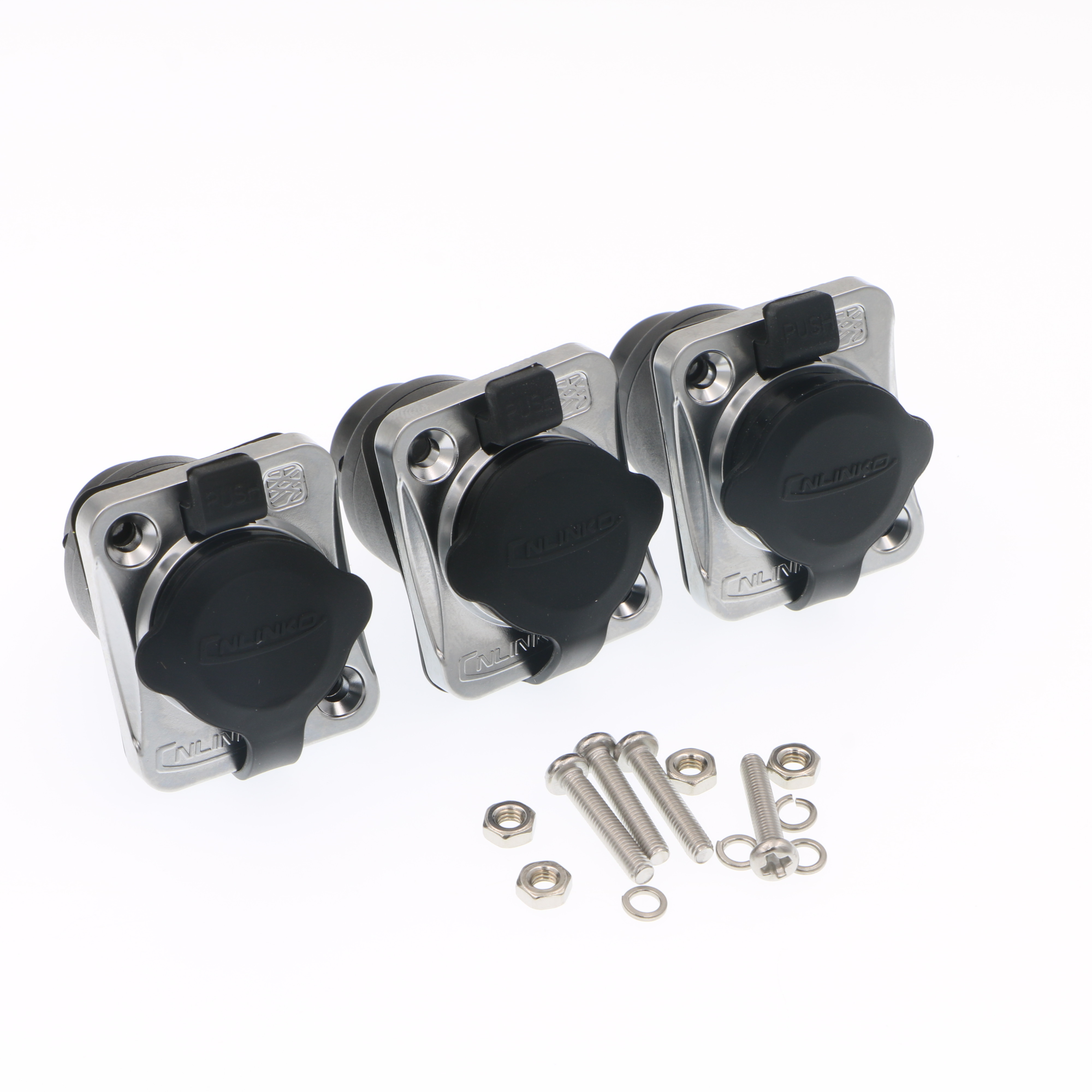 3Pcs RJ45 Waterproof Sockets IP65 Panel Mount RJ45 Connector Black